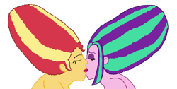 Size: 1261x634 | Tagged: safe, artist:ktd1993, aria blaze, sunset shimmer, equestria girls, beehive hairdo, female, kissing, lesbian, shipping, sunblaze