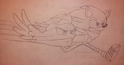 Size: 1280x670 | Tagged: safe, artist:jebens1, derpibooru import, rainbow dash, pegasus, pony, crossover, request, sonic boom, sonic the hedgehog, sonic the hedgehog (series), traditional art