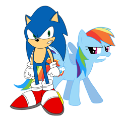 Size: 1489x1422 | Tagged: safe, artist:pikachufan0617, derpibooru import, rainbow dash, pegasus, pony, crossover, simple background, sonic the hedgehog, sonic the hedgehog (series), white background