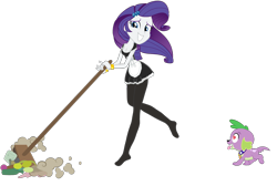 Size: 3079x2070 | Tagged: safe, edit, edited edit, edited screencap, screencap, rarity, spike, equestria girls, equestria girls (movie), clothes, heart eyes, maid, missing shoes, simple background, transparent background, wingding eyes