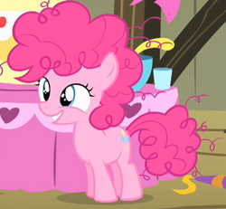 Size: 386x357 | Tagged: safe, screencap, pinkie pie, earth pony, pony, the cutie mark chronicles, cute, diapinkes, female, filly, messy mane, smiling, solo, younger