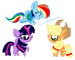 Size: 1024x817 | Tagged: safe, artist:joceblue, derpibooru import, applejack, rainbow dash, twilight sparkle, twilight sparkle (alicorn), alicorn, earth pony, pegasus, pony, female, mare