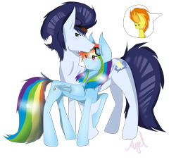 Size: 3444x3169 | Tagged: dead source, safe, artist:angel-sweetiepie, derpibooru import, rainbow dash, soarin', spitfire, pegasus, pony, female, male, shipping, simple background, soarindash, straight, transparent background