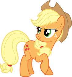 Size: 866x923 | Tagged: safe, artist:fureox, applejack, earth pony, pony, looking back, simple background, solo, transparent background, vector