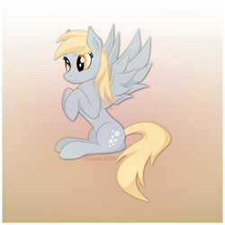 Size: 894x894 | Tagged: safe, artist:falcotte, derpy hooves, pegasus, pony, blonde, blonde mane, blonde tail, female, gray coat, mare, wings