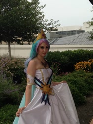 Size: 720x960 | Tagged: artist needed, safe, princess celestia, human, 2014, bronycon, convention, cosplay, irl, irl human, necklace, photo, strapless