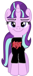 Size: 300x683 | Tagged: safe, artist:partylikeanartist, artist:ziomal1987, edit, starlight glimmer, pony, unicorn, .svg available, arija, clothes, metal, rock, shirt, simple background, solo, transparent background, vector, vector edit, ария