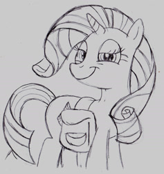 Size: 1755x1850 | Tagged: safe, artist:ced75, rarity, pony, unicorn, monochrome, saddle bag, sketch, smug, solo