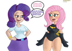 Size: 6583x4700 | Tagged: safe, artist:scobionicle99, fluttershy, rarity, equestria girls, absurd resolution, batgirl, flutterbat, human coloration