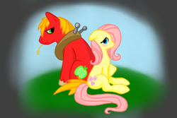 Size: 600x400 | Tagged: safe, artist:dragoncool97, big macintosh, fluttershy, earth pony, pegasus, pony, fluttermac, male, shipping, stallion, straight