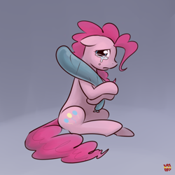 Size: 1000x1000 | Tagged: safe, artist:norang94, pinkie pie, earth pony, pony, pinkie pride, balloon, crying, deflation, sad, scene interpretation, solo