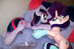 Size: 1920x1277 | Tagged: safe, artist:lanacraft, starlight glimmer, twilight sparkle, clothes, female, irl, lesbian, photo, plushie, shipping, socks, striped socks, twistarlight