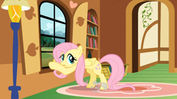 Size: 1054x592 | Tagged: safe, screencap, fluttershy, pegasus, pony, dragon quest, female, mare, solo