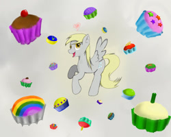 Size: 1280x1024 | Tagged: safe, artist:hewhoerasesmost, derpy hooves, pegasus, pony, cake, female, mare, solo