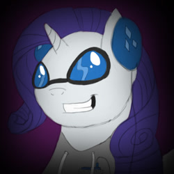 Size: 500x500 | Tagged: safe, artist:facade, rarity, pony, unicorn, clothes, headphones, hoodie, music player, solo