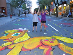 Size: 1280x960 | Tagged: safe, artist:yahualli, applejack, human, chalk, glasses, irl, irl human, photo, street art