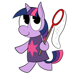 Size: 700x700 | Tagged: safe, artist:karpet-shark, derpibooru import, twilight sparkle, pony, animal crossing, bipedal, butterfly net, crossover, solo, twily-daily