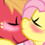 Size: 900x900 | Tagged: safe, artist:candyandbiffle, big macintosh, fluttershy, earth pony, pegasus, pony, blushing, cute, eyes closed, fluttermac, kissing, male, nose kiss, shipping, shy, smiling, stallion, straight