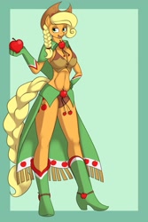 Size: 4000x6000 | Tagged: safe, artist:hivelordlusa, artist:kloudmutt, edit, applejack, anthro, plantigrade anthro, absurd resolution, clothes, dress, gala dress, ponyrumi, solo