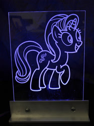 Size: 3256x4360 | Tagged: safe, artist:steeph-k, starlight glimmer, pony, unicorn, acrylic plastic, craft, etching, lamp, led, solo, traditional art