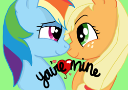 Size: 3000x2100 | Tagged: safe, artist:skylarbrant14, derpibooru import, applejack, rainbow dash, earth pony, pegasus, pony, appledash, female, heart, lesbian, shipping, simple background