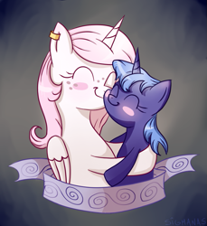 Size: 767x837 | Tagged: safe, artist:sigmanas, princess celestia, princess luna, alicorn, pony, cewestia, cuddling, cute, earring, filly, freckles, hug, sisters, snuggling, teenager, woona, younger, щщоки