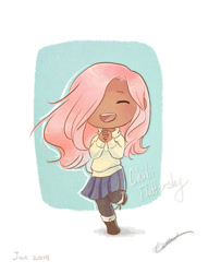 Size: 671x825 | Tagged: safe, artist:vasira, fluttershy, human, clothes, humanized, moderate dark skin, solo, sweater, sweatershy