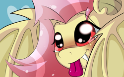 Size: 3840x2400 | Tagged: safe, artist:thebatfang, fluttershy, bat pony, pony, bats!, flutterbat, race swap, solo, tongue out