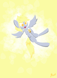 Size: 2727x3720 | Tagged: safe, artist:bloodatius, derpy hooves, pegasus, pony, female, flying, mare, muffin, solo