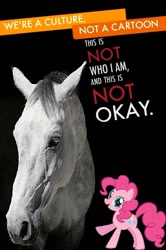 Size: 466x700 | Tagged: safe, pinkie pie, earth pony, horse, pony, irl horse, parody, we're a culture not a costume