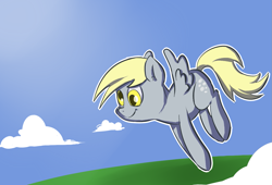 Size: 1341x913 | Tagged: safe, artist:ohmymarton, derpy hooves, pegasus, pony, female, flying, mare, solo