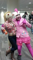 Size: 541x960 | Tagged: safe, artist:bjonsie13, applejack, pinkie pie, human, convention, cosplay, irl, irl human, ohayocon, photo