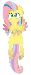 Size: 1048x2480 | Tagged: safe, artist:january3rd, fluttershy, pegasus, pony, season 4, blushing, rainbow power, simple background, solo, transparent background