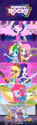 Size: 1196x4032 | Tagged: safe, derpibooru import, applejack, fluttershy, pinkie pie, rainbow dash, rarity, twilight sparkle, twilight sparkle (alicorn), alicorn, equestria girls, rainbow rocks, bass guitar, drums, electric guitar, guitar, keytar, lyrics, microphone, musical instrument, right now, song reference, tambourine, the rainbooms, tyler van den berg