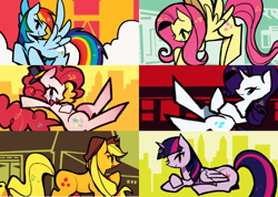 Size: 604x429 | Tagged: safe, artist:beta24, derpibooru import, applejack, fluttershy, pinkie pie, rainbow dash, rarity, twilight sparkle, twilight sparkle (alicorn), alicorn, earth pony, pegasus, pony, unicorn, female, mane six, mare