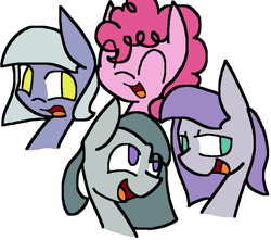 Size: 939x830 | Tagged: safe, artist:mcwolfity, limestone pie, marble pie, maud pie, pinkie pie, earth pony, pony, pinkie pride, pie family, pie sisters, smiling, when she smiles