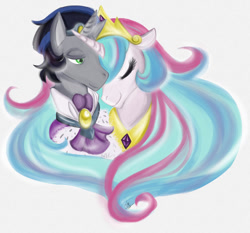 Size: 900x837 | Tagged: safe, artist:liliy, king sombra, princess celestia, alicorn, pony, unicorn, celestibra, cute, cutelestia, female, good king sombra, male, shipping, sombradorable, straight, sweet dreams fuel