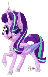 Size: 626x1000 | Tagged: safe, artist:unisoleil, starlight glimmer, alicorn, pony, alicornified, crown, cute, glimmerbetes, jewelry, race swap, regalia, simple background, solo, starlicorn, transparent background, two toned wings, xk-class end-of-the-world scenario