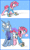 Size: 588x995 | Tagged: safe, artist:artflicker, pinkie pie, pokey pierce, earth pony, pony, butt bump, butt to butt, butt touch, clothes, comic, female, male, pokeypie, scarf, shipping, sliding, snow, snowfall, straight, surprised, winter