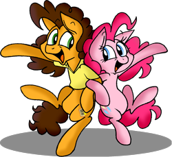 Size: 1459x1339 | Tagged: safe, artist:strangiesleepy, cheese sandwich, pinkie pie, pony, pinkie pride, bipedal