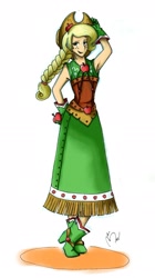 Size: 1267x2259 | Tagged: safe, artist:yuichan90, applejack, human, beautiful, clothes, dress, gala dress, humanized, solo