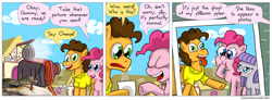 Size: 850x314 | Tagged: safe, artist:fadri, cheese sandwich, gummy, maud pie, pinkie pie, earth pony, ghost, pony, comic:and that's how equestria was made, pinkie pride, and that's how equestria was made, comic, dead, female, filly, hilarious in hindsight, irl gummy, jossed, live action, male, mare, photo, stallion, the ghost of obsidian pie, wat