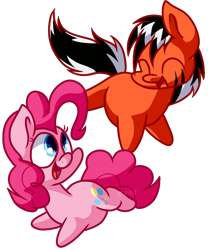 Size: 1000x1200 | Tagged: safe, artist:zoiby, pinkie pie, oc, earth pony, pony, blank flank, female, male, mare, stallion