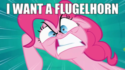 Size: 1280x720 | Tagged: safe, pinkie pie, earth pony, pony, pinkie pride, exploitable meme, flugelhorn, meme, rage, solo