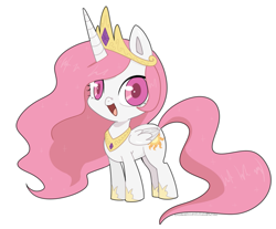 Size: 955x792 | Tagged: safe, artist:tuwairaitosuparukuru, princess celestia, alicorn, pony, cewestia, chibi, cute, filly, looking at you, open mouth, simple background, smiling, solo, transparent background, younger