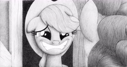 Size: 6593x3470 | Tagged: safe, artist:yomilbert, applejack, pinkie pie, earth pony, pony, party of one, absurd resolution, grayscale, monochrome, scene interpretation, traditional art