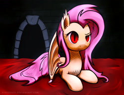 Size: 1920x1474 | Tagged: safe, artist:airhooves, fluttershy, bat pony, pony, bats!, flutterbat, misleading thumbnail, race swap, solo