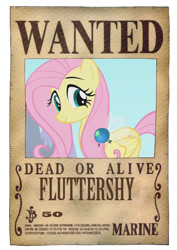 Size: 600x849 | Tagged: safe, artist:lightdegel, fluttershy, parasprite, pegasus, pony, crossover, one piece, solo, tony tony chopper, wanted, wanted poster