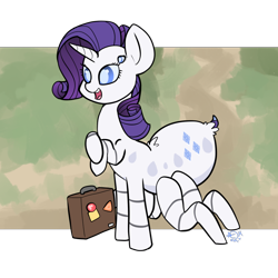Size: 900x900 | Tagged: safe, artist:otterlore, rarity, drider, monster pony, original species, spider, spiderpony, cute, luggage, luggage stickers, simple background, solo, species swap, spiderponyrarity, suitcase, transparent background