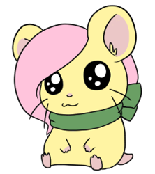 Size: 238x268 | Tagged: safe, artist:milkwolf, fluttershy, ask-friendlyshy, clothes, hamtaro, scarf, solo, species swap, style emulation